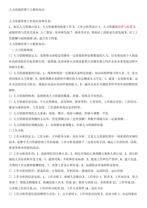 人力资源管理六大模块知识