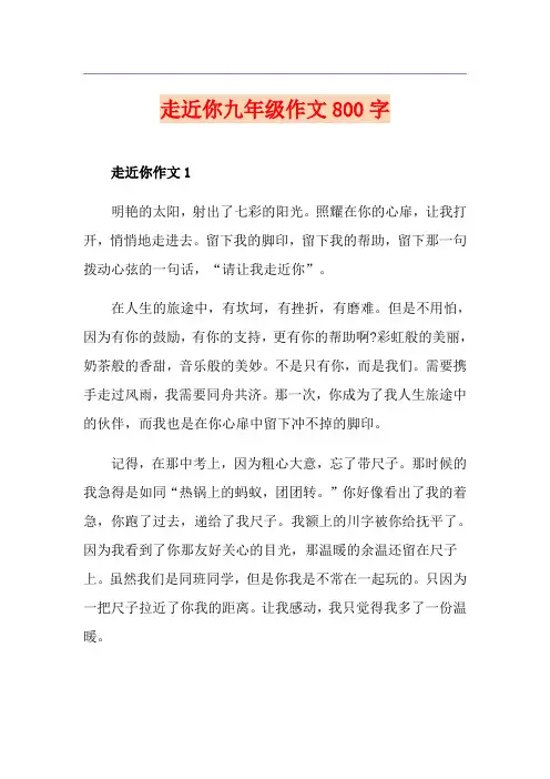 走近你九年级作文800字