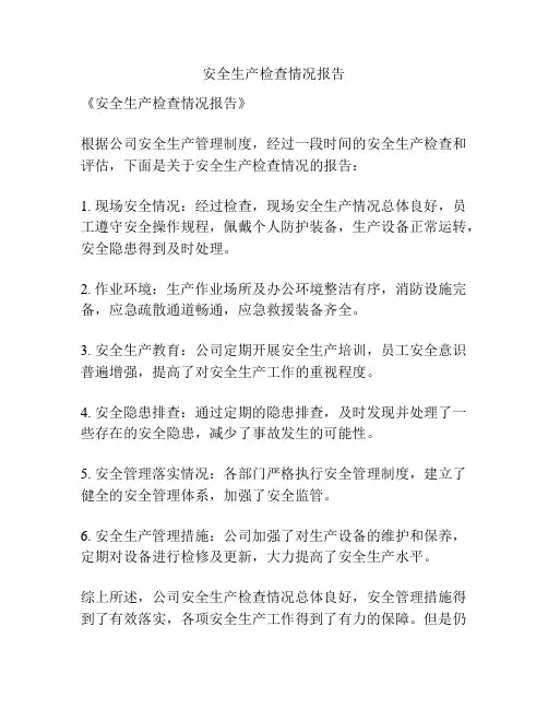 安全生产检查情况报告