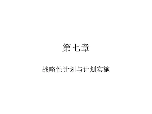管理学周三多战略性计划与计划实施