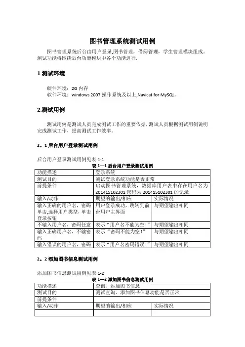 图书管理系统测试用例