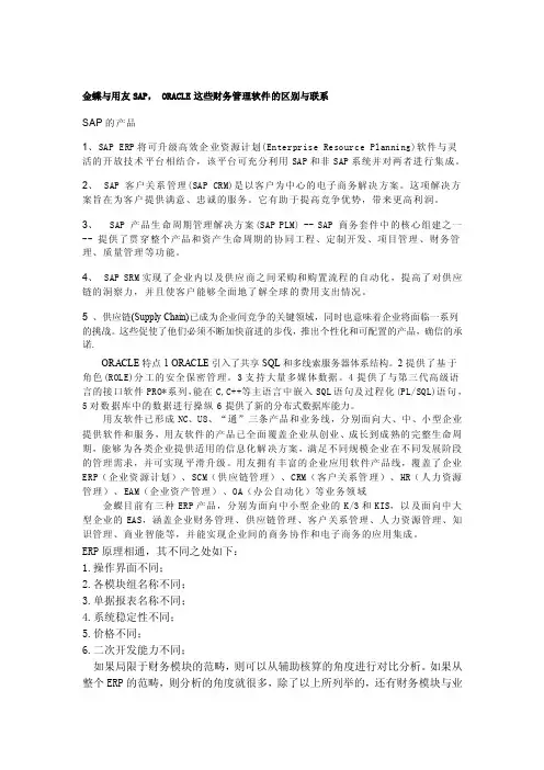 金蝶与用友SAPOracle四大软件的对比分析