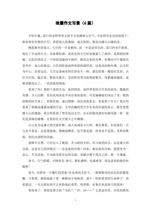 晚霞作文写景(6篇)