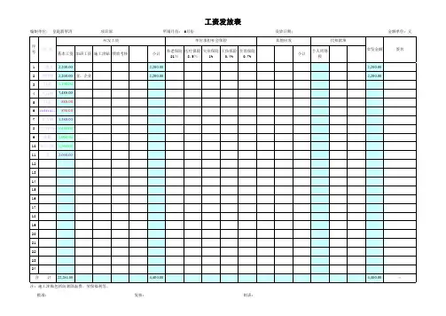 工资表格式范本xls
