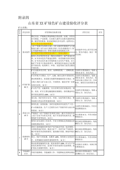 1_绿色矿山验收打分表