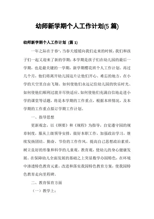 幼师新学期个人工作计划(5篇)