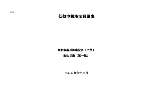 低效电机淘汰目录表
