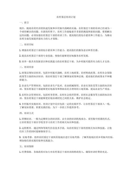 农村基层培训计划