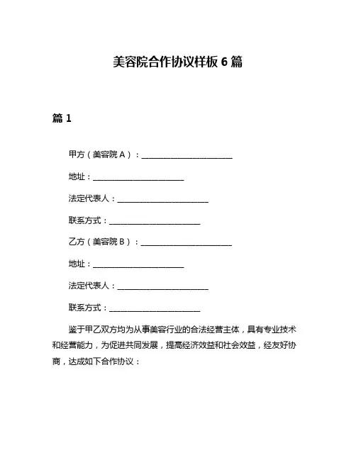 美容院合作协议样板6篇