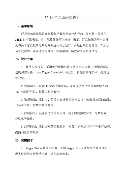 32位浮点加法器设计