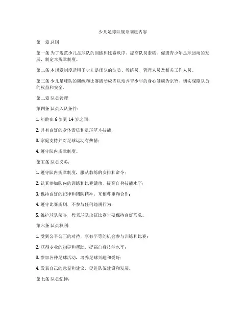 少儿足球队规章制度内容