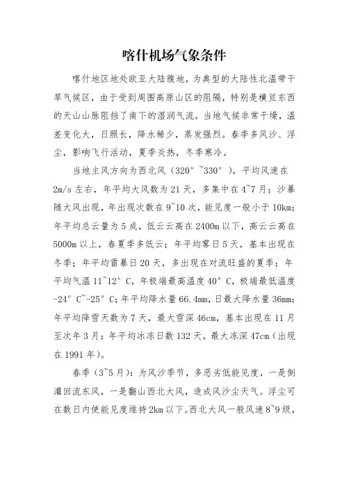 喀什机场气象条件