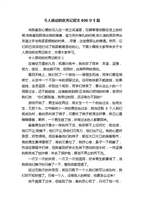 令人感动的优秀记叙文800字5篇