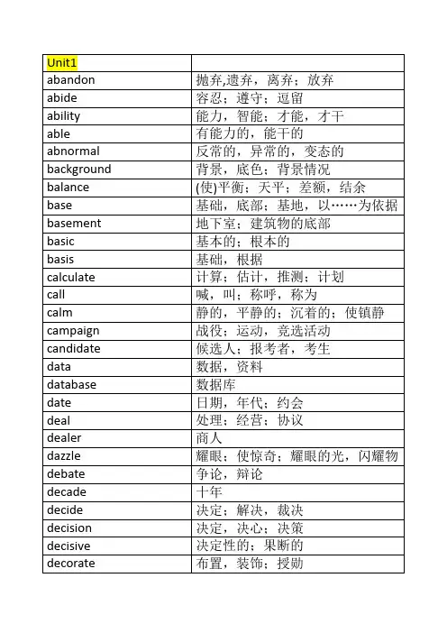 红宝书 核心词 中英对照 简易背诵版