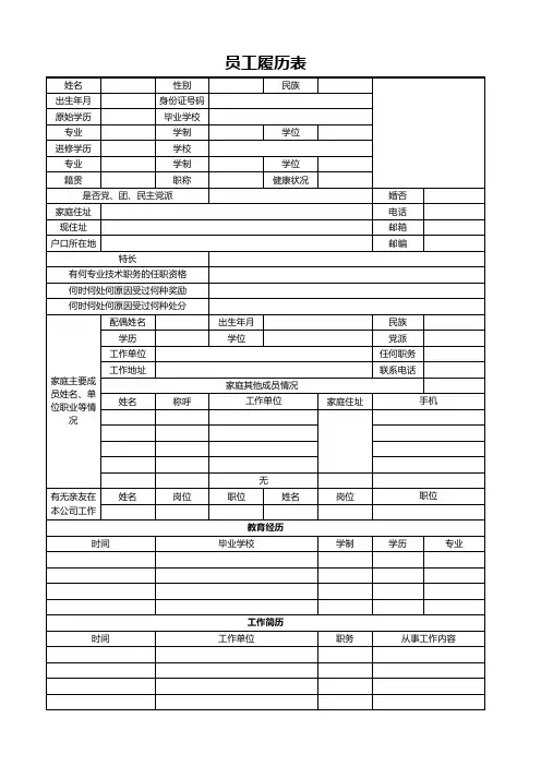 员工履历表(简洁大方)