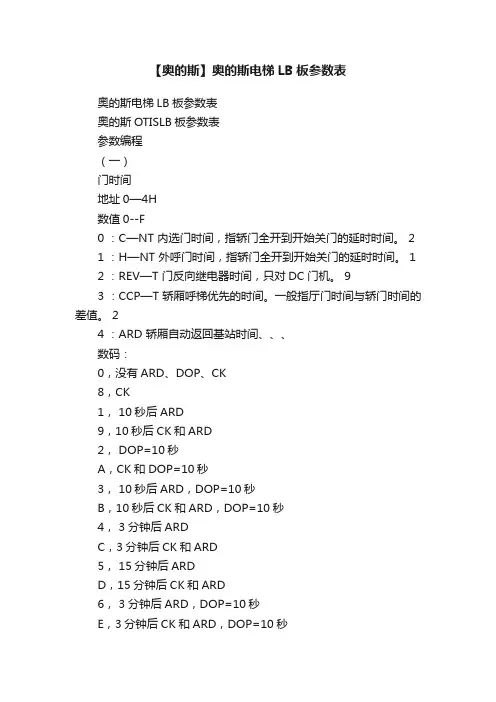 【奥的斯】奥的斯电梯LB板参数表