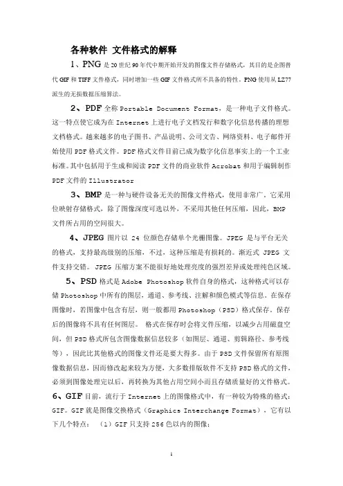 各种软件 文件格式的解释