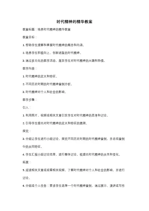 时代精神的精华教案