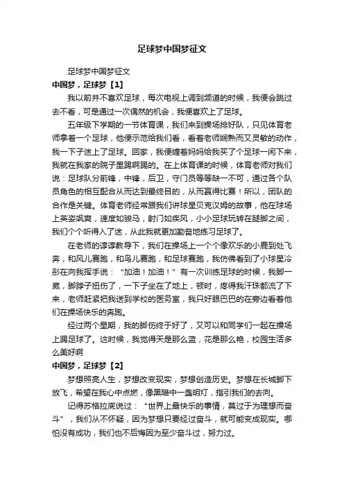 足球梦中国梦征文