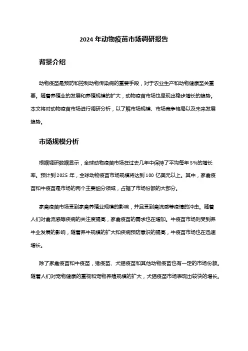 2024年动物疫苗市场调研报告