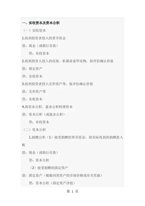 初级会计实务中必会的会计分录24页word