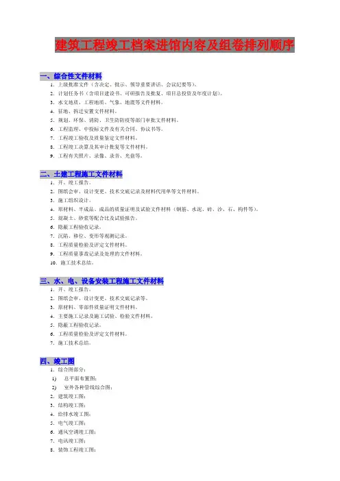 竣工资料档案馆要求