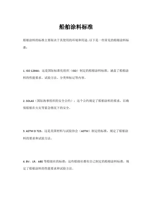 船舶涂料标准