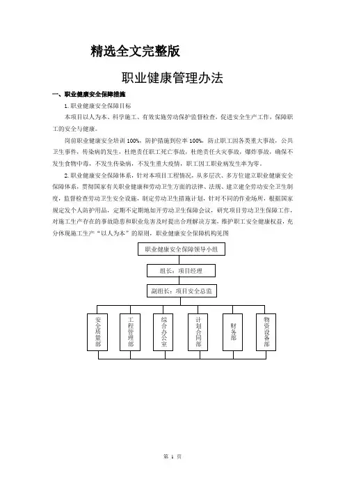 职业健康管理办法最新精选全文完整版