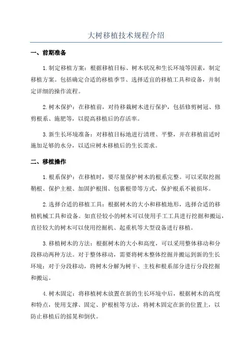 大树移植技术规程介绍