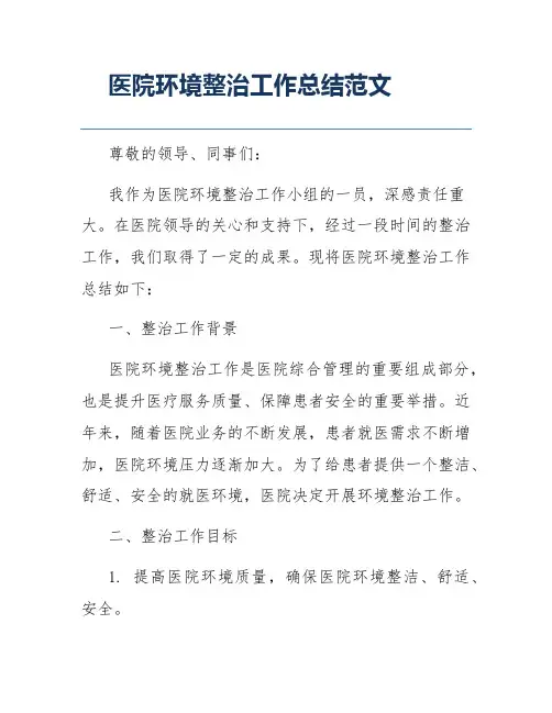 医院环境整治工作总结范文