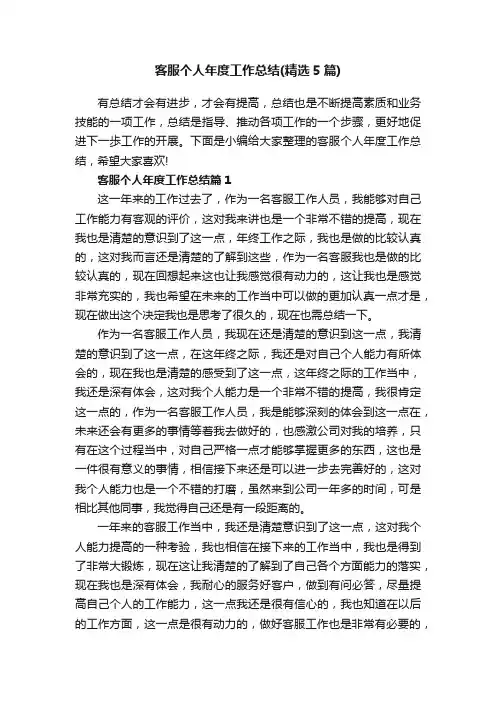 客服个人年度工作总结（精选5篇）