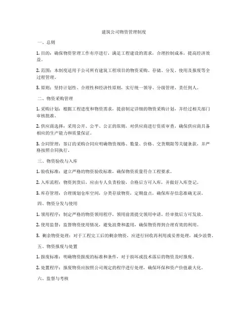 建筑公司物资管理制度
