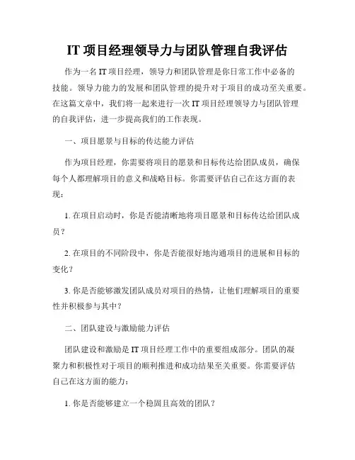 IT项目经理领导力与团队管理自我评估