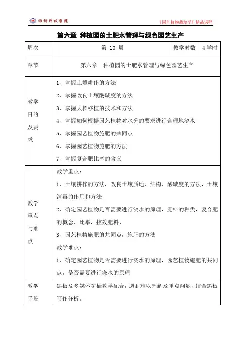 第六章 种植园的土肥水管理与绿色园艺生产