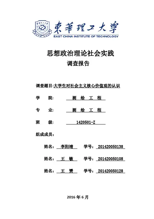 大学生社会主义核心价值观调查实践报告