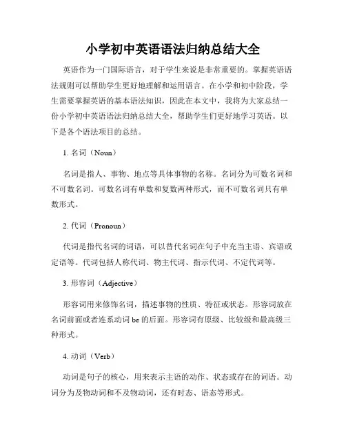 小学初中英语语法归纳总结大全