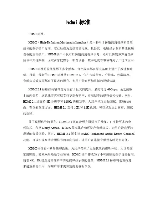 hdmi标准