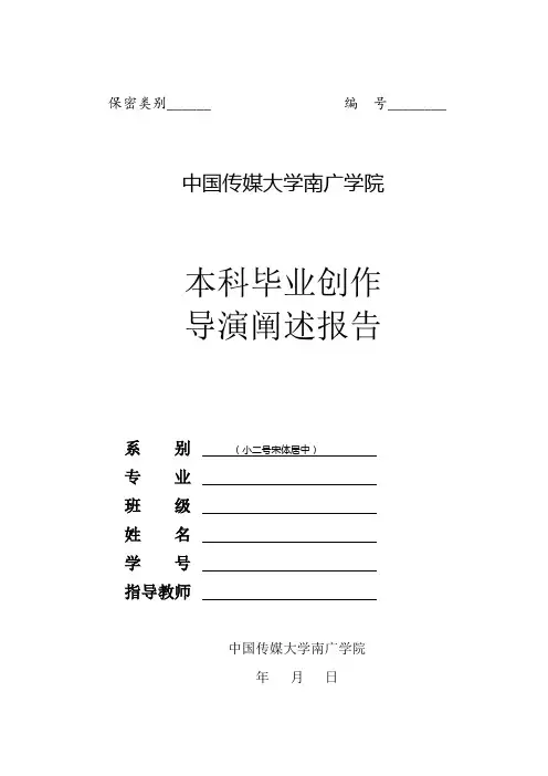 广播电视系本科毕业创作导演阐述报告模板