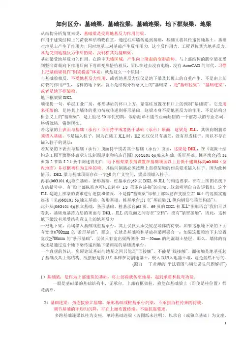 如何区分：基础梁,基础拉梁,基础连梁,地下框架梁,地梁