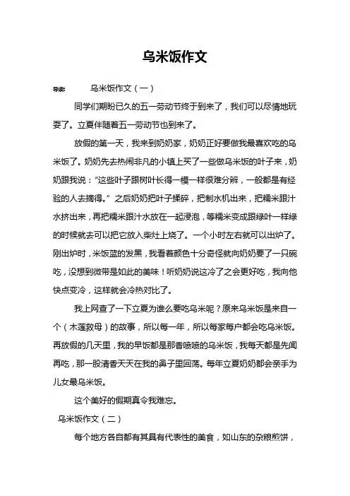 乌米饭作文