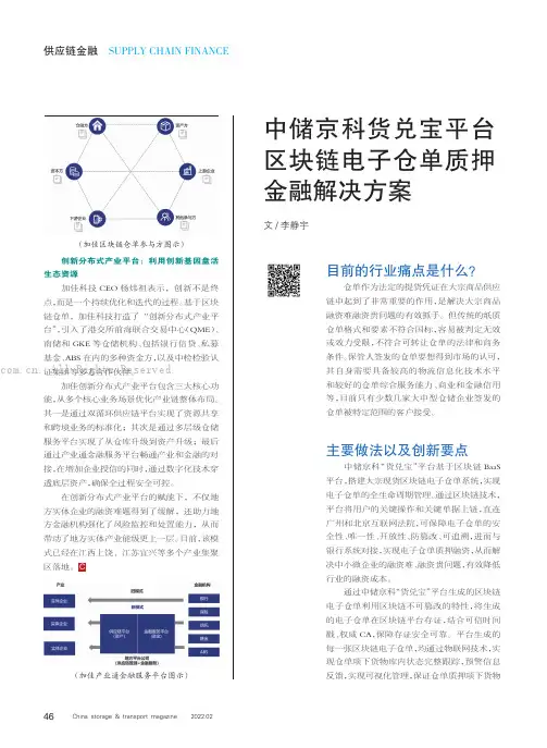 中储京科货兑宝平台区块链电子仓单质押金融解决方案