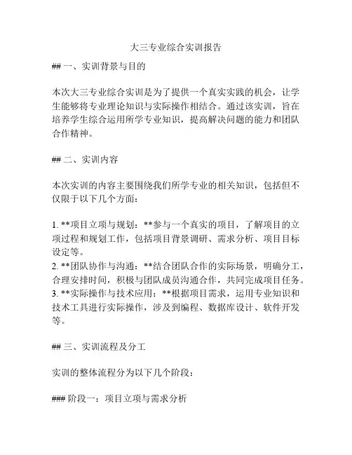 大三专业综合实训报告
