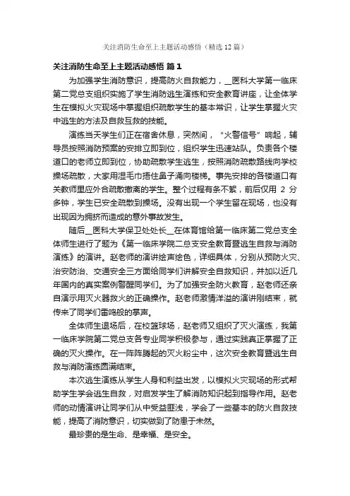 关注消防生命至上主题活动感悟（精选12篇）