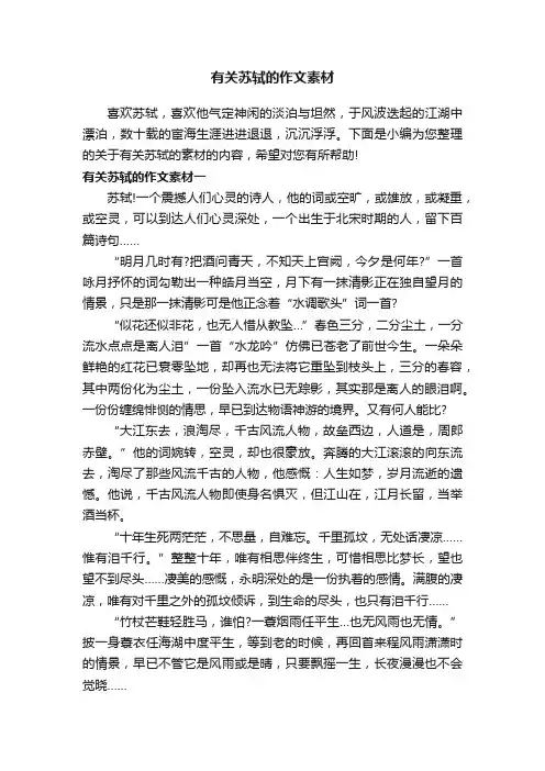 有关苏轼的作文素材