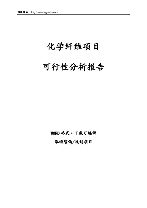 化学纤维项目可行性分析报告