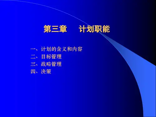 管理学 第三章  计划职能