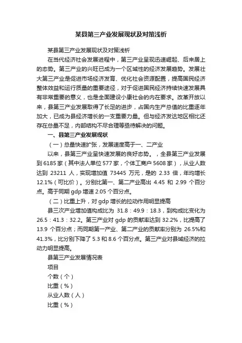 某县第三产业发展现状及对策浅析