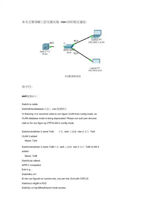 思科设备三层交换机的vlan间通信配置