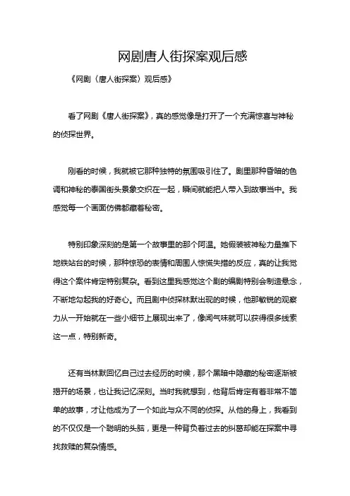 网剧唐人街探案观后感