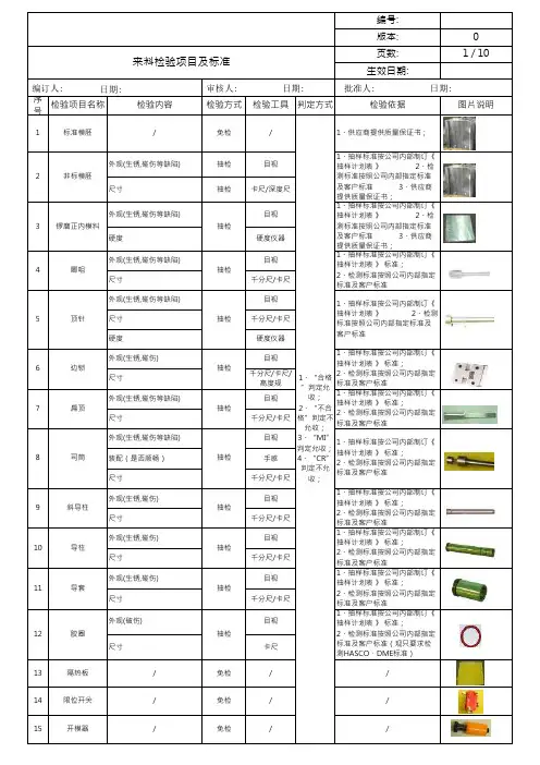 模具来料检验规范